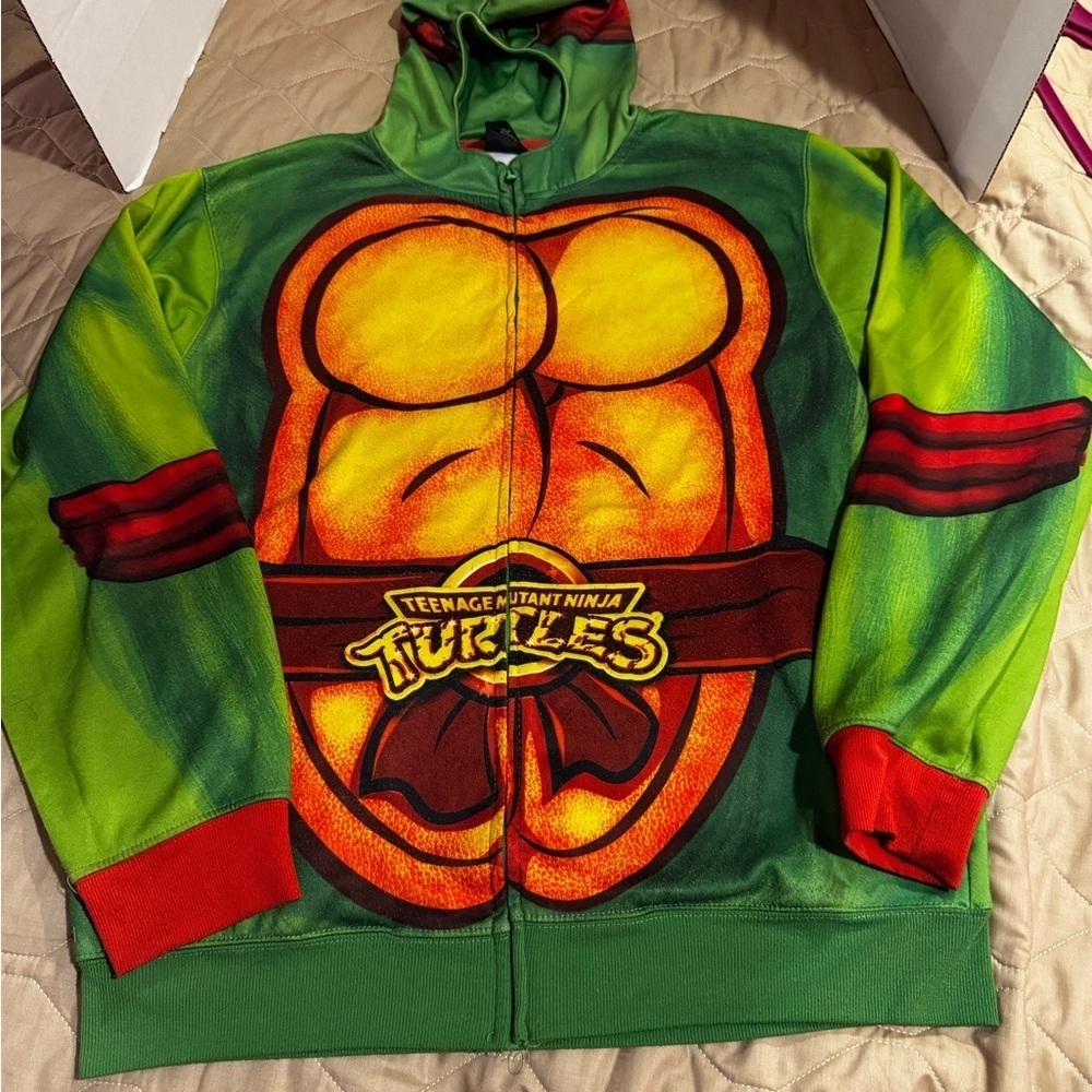 Teenage Mutant Ninja Turtles HOODIE Mens XL Zip Up TMNT Costume Eye Mask
